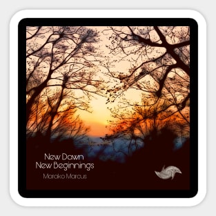 New Dawn New Beginnings Album Cover Art Minimalist Square Designs Marako + Marcus The Anjo Project Band T-Shirt Sticker